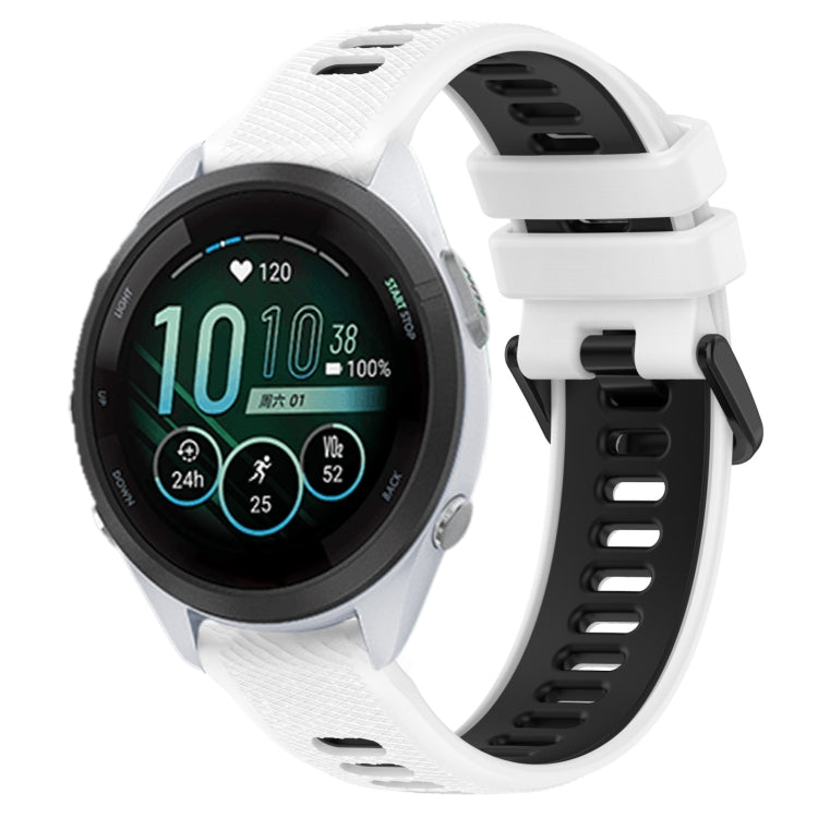 For Garmin Forerunner 265S 18mm Sports Two-Color Silicone Watch Band(White+Black) - Smart Wear by PMC TechLife | Online Shopping South Africa | PMC TechLife