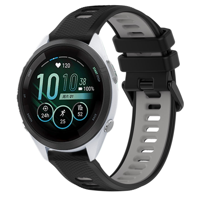 For Garmin Forerunner 265S 18mm Sports Two-Color Silicone Watch Band(Black+Grey) - Smart Wear by PMC TechLife | Online Shopping South Africa | PMC TechLife