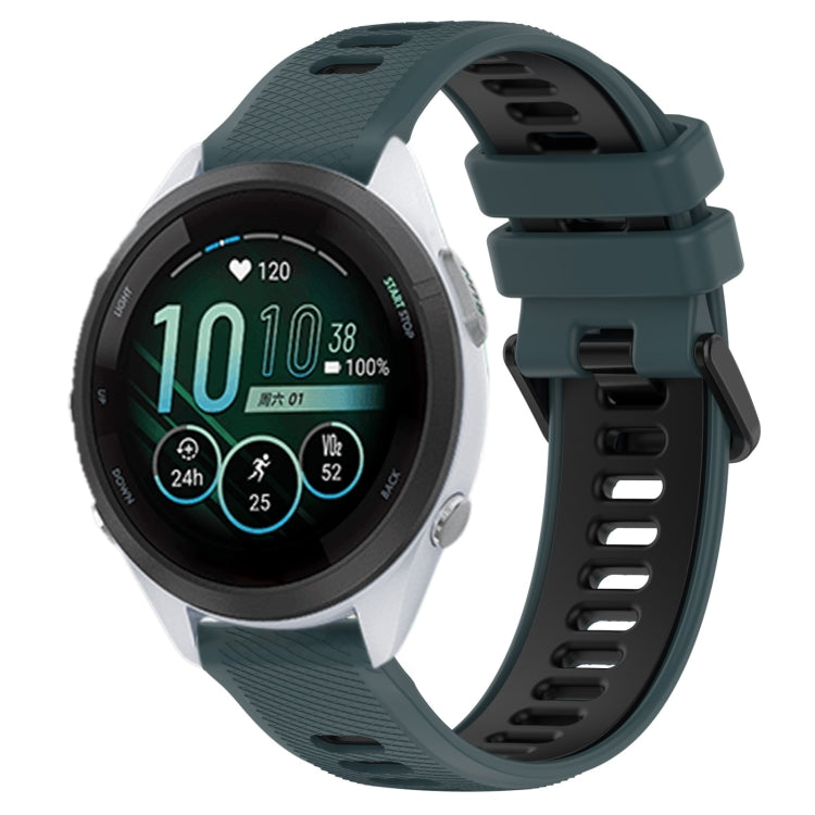 For Garmin Forerunner 265S Music 18mm Sports Two-Color Silicone Watch Band(Olive Green+Black) - Smart Wear by PMC TechLife | Online Shopping South Africa | PMC TechLife
