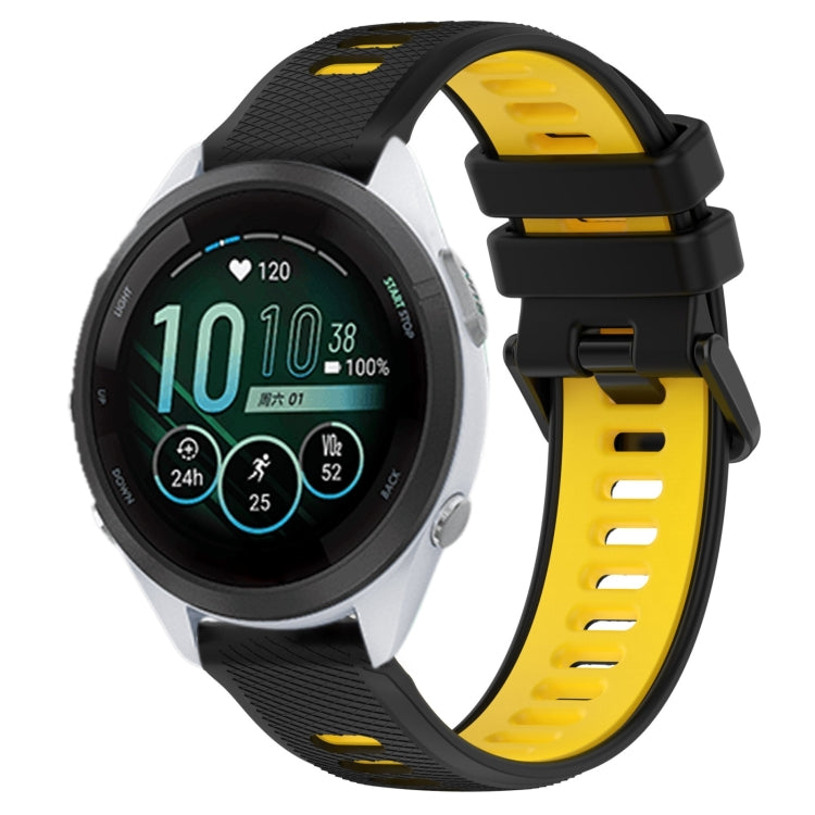 For Garmin Forerunner 265S Music 18mm Sports Two-Color Silicone Watch Band(Black+Yellow) - Smart Wear by PMC TechLife | Online Shopping South Africa | PMC TechLife