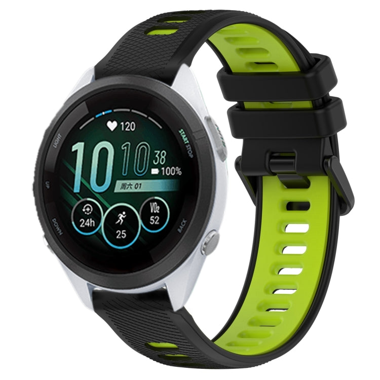 For Garmin Forerunner 265S Music 18mm Sports Two-Color Silicone Watch Band(Black+Green) - Smart Wear by PMC TechLife | Online Shopping South Africa | PMC TechLife