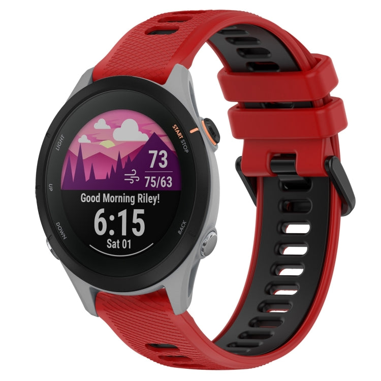 For Garmin Forerunner 255S 18mm Sports Two-Color Silicone Watch Band(Red+Black) - Smart Wear by PMC TechLife | Online Shopping South Africa | PMC TechLife