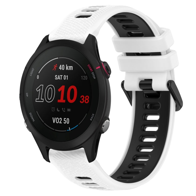 For Garmin Forerunner 255S Music 18mm Sports Two-Color Silicone Watch Band(White+Black) - Smart Wear by PMC TechLife | Online Shopping South Africa | PMC TechLife