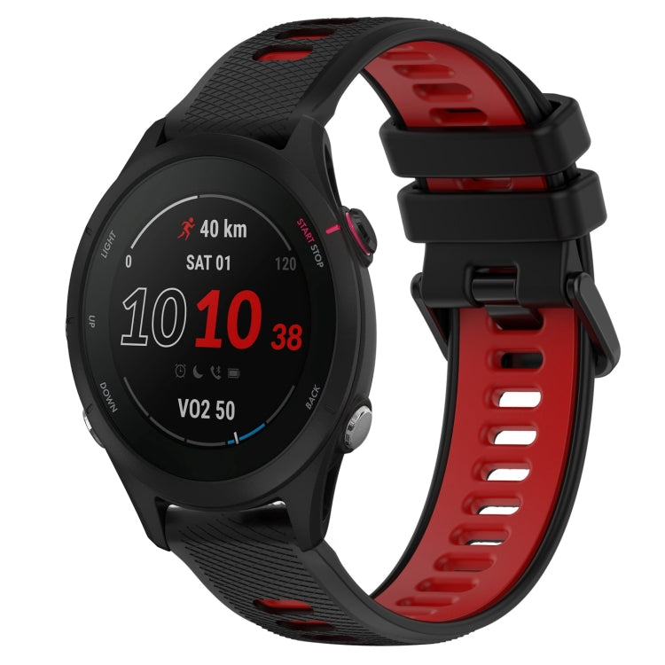 For Garmin Forerunner 255S Music 18mm Sports Two-Color Silicone Watch Band(Black+Red) - Smart Wear by PMC TechLife | Online Shopping South Africa | PMC TechLife