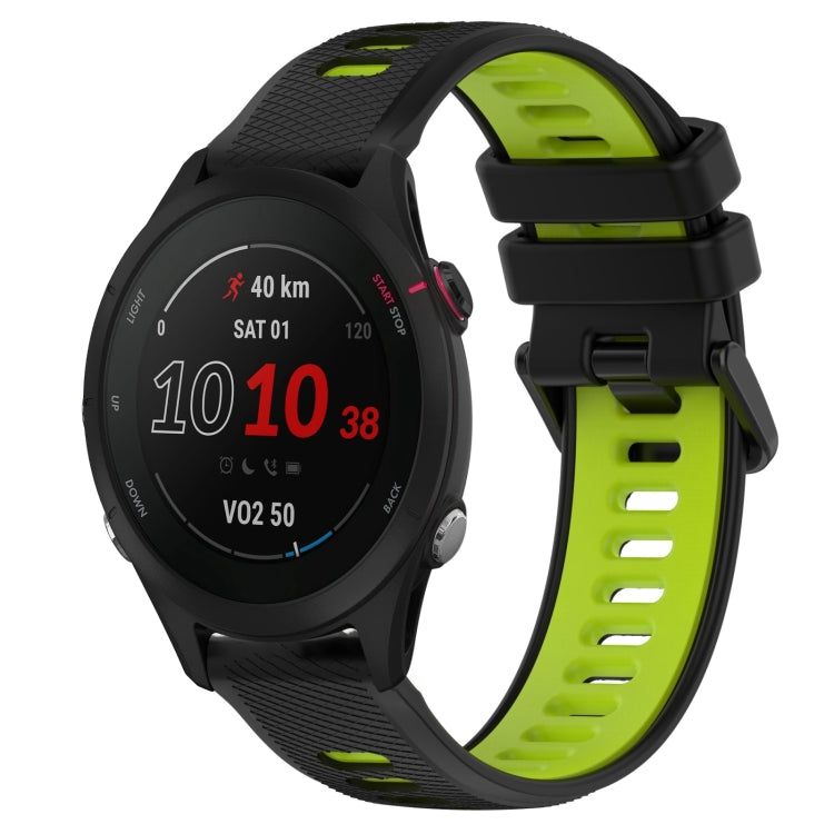 For Garmin Forerunner 255S Music 18mm Sports Two-Color Silicone Watch Band(Black+Green) - Smart Wear by PMC TechLife | Online Shopping South Africa | PMC TechLife