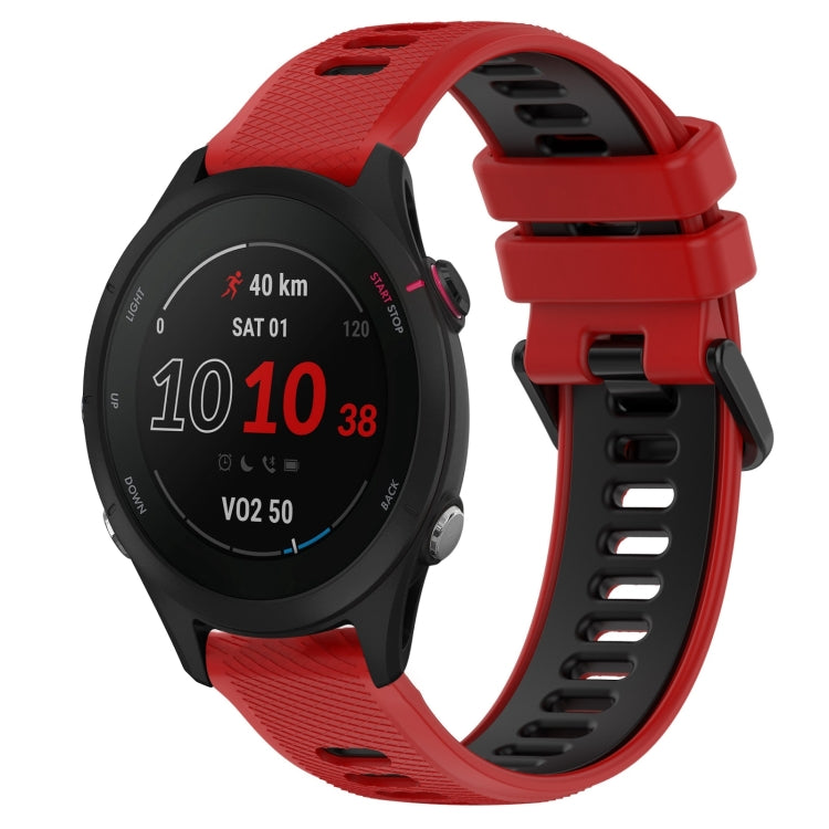 For Garmin Forerunner 255S Music 18mm Sports Two-Color Silicone Watch Band(Red+Black) - Smart Wear by PMC TechLife | Online Shopping South Africa | PMC TechLife