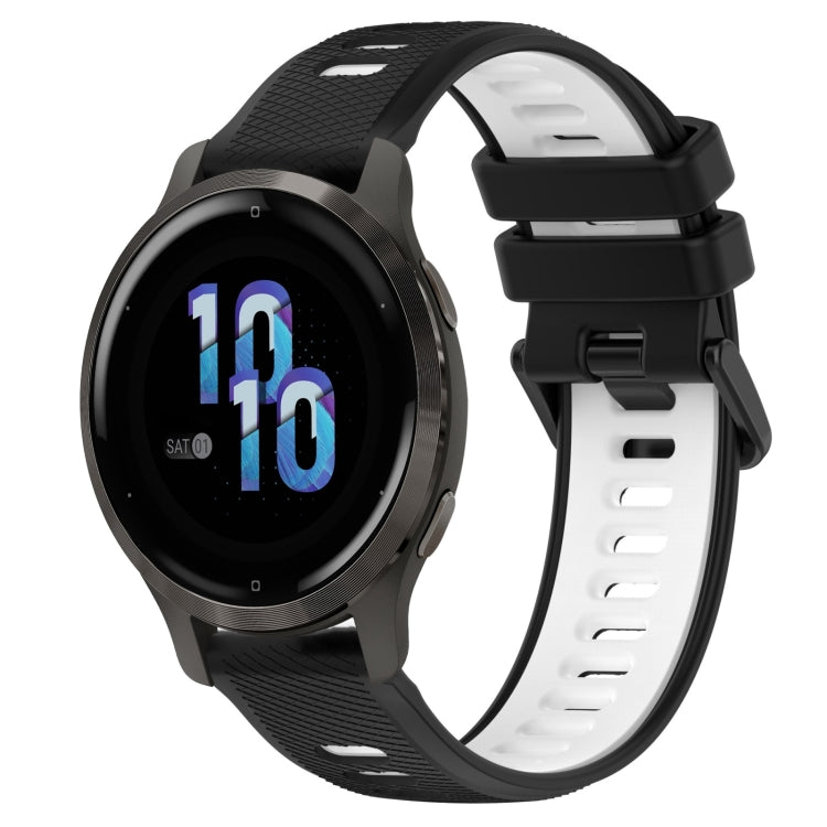 For Garmin Venu 2S 18mm Sports Two-Color Silicone Watch Band(Black+White) - Smart Wear by PMC TechLife | Online Shopping South Africa | PMC TechLife