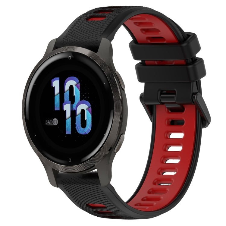 For Garmin Venu 2S 18mm Sports Two-Color Silicone Watch Band(Black+Red) - Smart Wear by PMC TechLife | Online Shopping South Africa | PMC TechLife