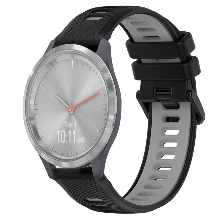 For Garmin Vivomove 3S 18mm Sports Two-Color Silicone Watch Band(Black+Grey) - Smart Wear by PMC TechLife | Online Shopping South Africa | PMC TechLife