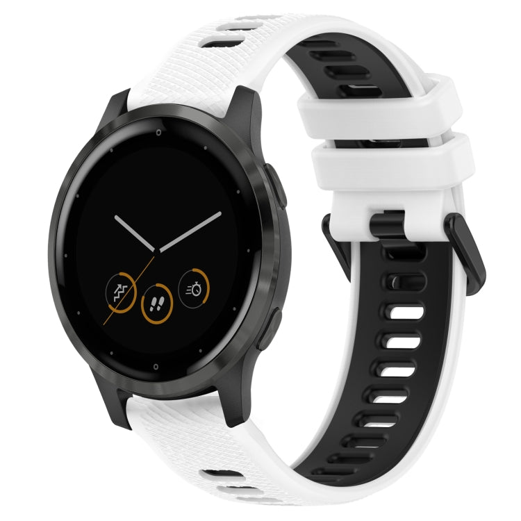 For Garmin Vivoactive 4S 18mm Sports Two-Color Silicone Watch Band(White+Black) - Smart Wear by PMC TechLife | Online Shopping South Africa | PMC TechLife