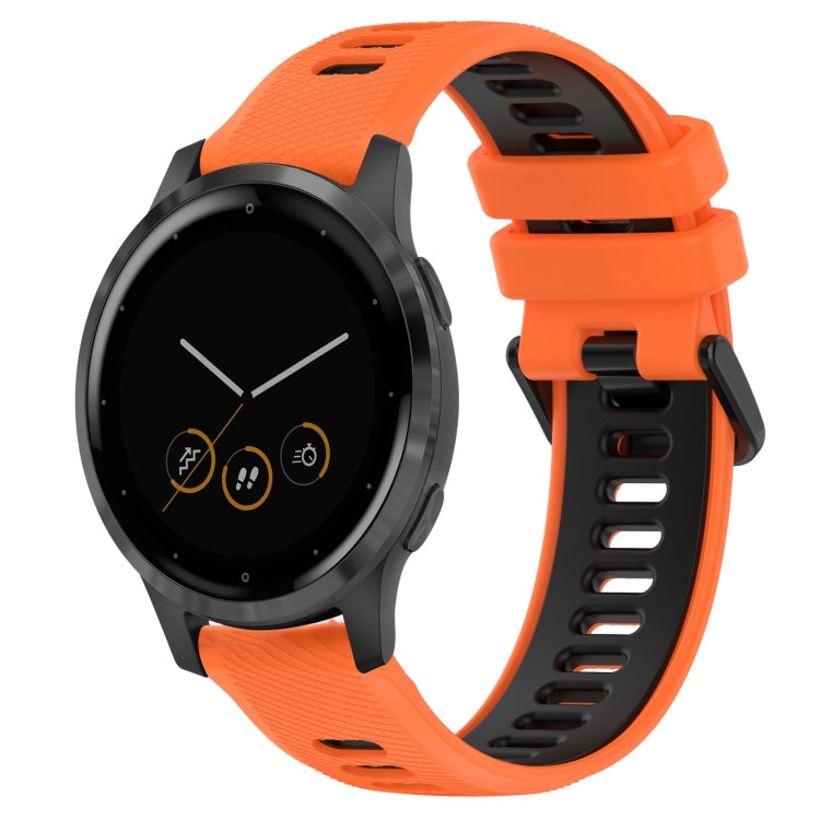 For Garmin Vivoactive 4S 18mm Sports Two-Color Silicone Watch Band(Orange+Black) - Smart Wear by PMC TechLife | Online Shopping South Africa | PMC TechLife