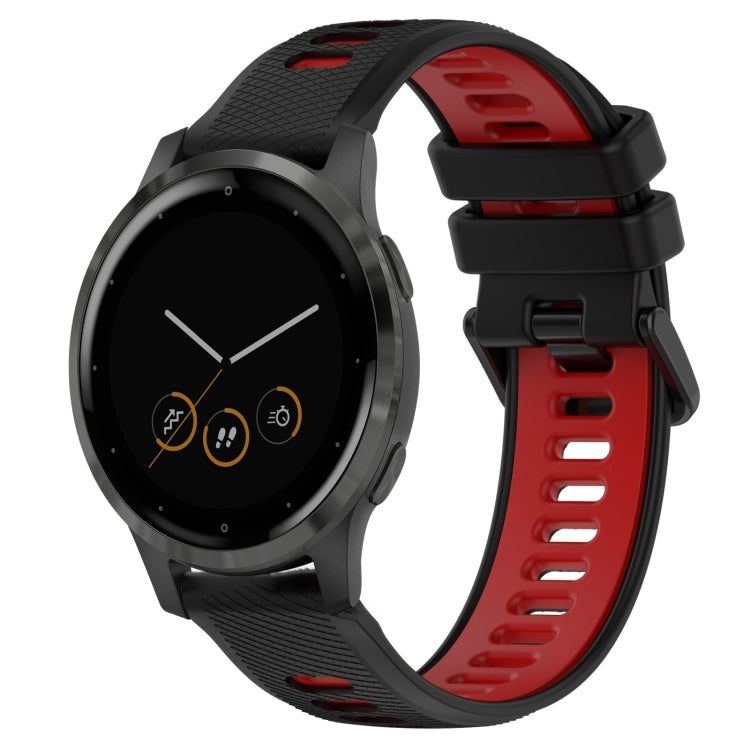 For Garmin Vivoactive 4S 18mm Sports Two-Color Silicone Watch Band(Black+Red) -  by PMC TechLife | Online Shopping South Africa | PMC TechLife