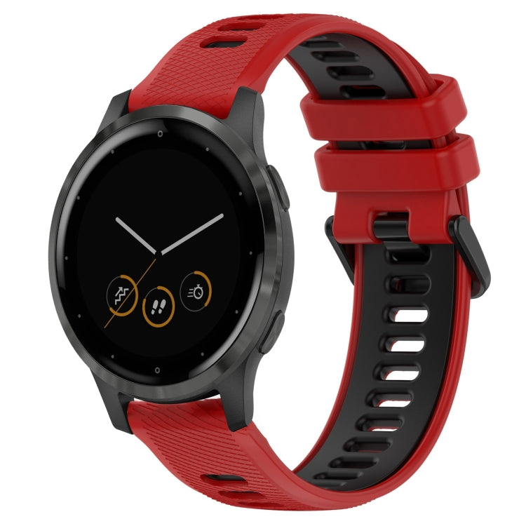 For Garmin Vivoactive 4S 18mm Sports Two-Color Silicone Watch Band(Red+Black) - Smart Wear by PMC TechLife | Online Shopping South Africa | PMC TechLife