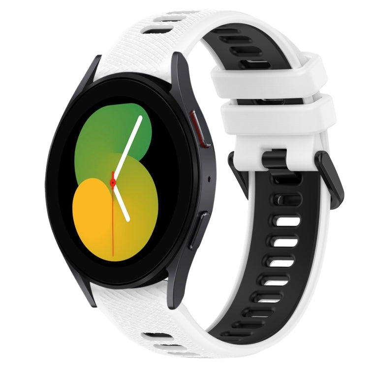 For Samsung Galaxy Watch5 44mm 20mm Sports Two-Color Silicone Watch Band(White+Black) -  by PMC TechLife | Online Shopping South Africa | PMC TechLife