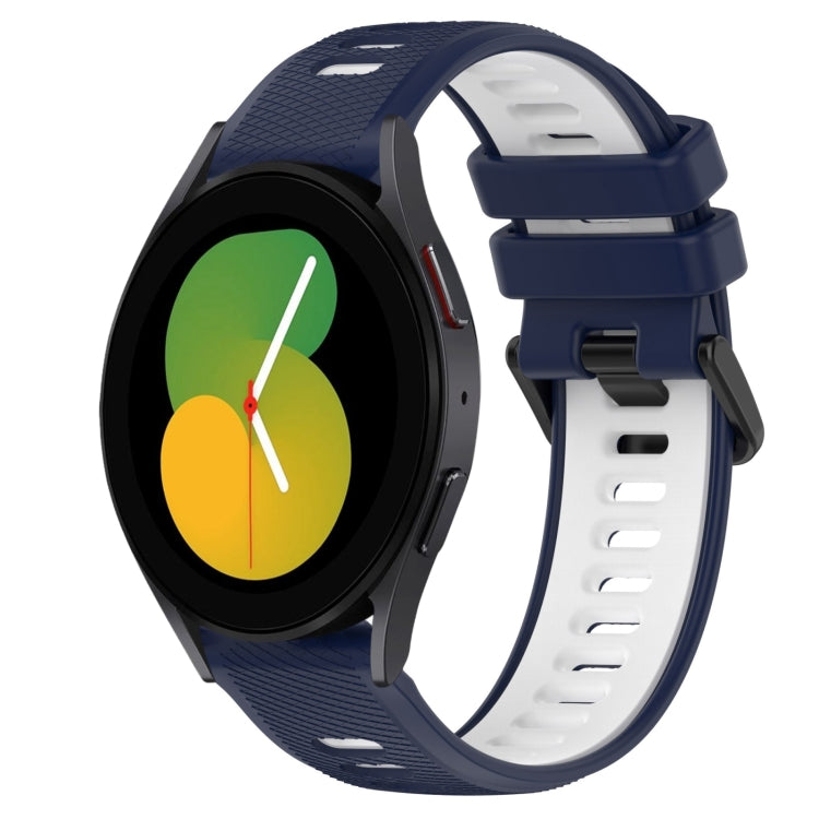 For Samsung Galaxy Watch5 44mm 20mm Sports Two-Color Silicone Watch Band(Midnight Blue+White) - Smart Wear by PMC TechLife | Online Shopping South Africa | PMC TechLife