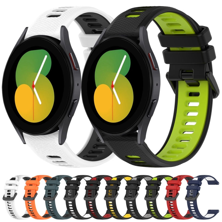 For Samsung Galaxy Watch5 44mm 20mm Sports Two-Color Silicone Watch Band(Black+Red) - Smart Wear by PMC TechLife | Online Shopping South Africa | PMC TechLife