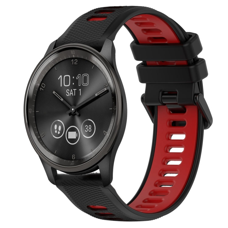For Garmin Vivomove Trend 20mm Sports Two-Color Silicone Watch Band(Black+Red) - Smart Wear by PMC TechLife | Online Shopping South Africa | PMC TechLife