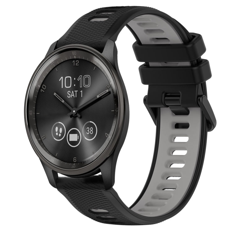For Garmin Vivomove Trend 20mm Sports Two-Color Silicone Watch Band(Black+Grey) -  by PMC TechLife | Online Shopping South Africa | PMC TechLife