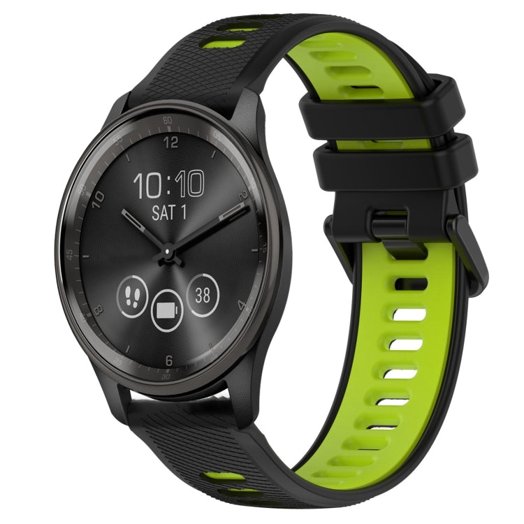 For Garmin Vivomove Trend 20mm Sports Two-Color Silicone Watch Band(Black+Green) - Smart Wear by PMC TechLife | Online Shopping South Africa | PMC TechLife