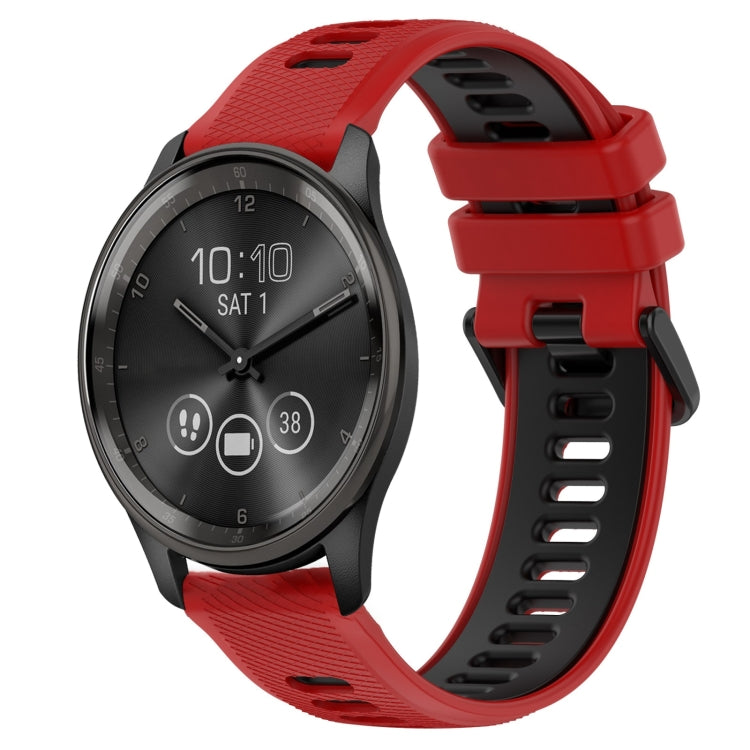 For Garmin Vivomove Trend 20mm Sports Two-Color Silicone Watch Band(Red+Black) - Smart Wear by PMC TechLife | Online Shopping South Africa | PMC TechLife