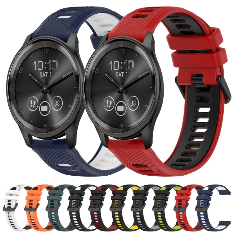 For Garmin Forerunner Sq2 Music 20mm Sports Two-Color Silicone Watch Band(Black+Red) - Smart Wear by PMC TechLife | Online Shopping South Africa | PMC TechLife
