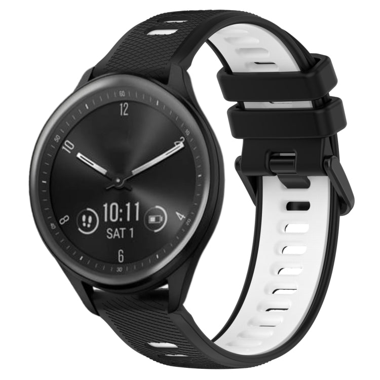 For Garmin Vivomove Sport 20mm Sports Two-Color Silicone Watch Band(Black+White) - Smart Wear by PMC TechLife | Online Shopping South Africa | PMC TechLife