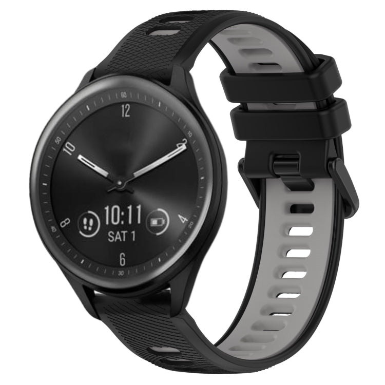 For Garmin Vivomove Sport 20mm Sports Two-Color Silicone Watch Band(Black+Grey) - Smart Wear by PMC TechLife | Online Shopping South Africa | PMC TechLife