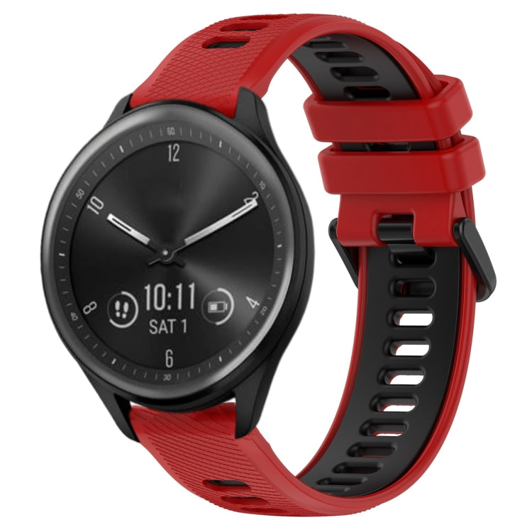 For Garmin Vivomove Sport 20mm Sports Two-Color Silicone Watch Band(Red+Black) - Smart Wear by PMC TechLife | Online Shopping South Africa | PMC TechLife