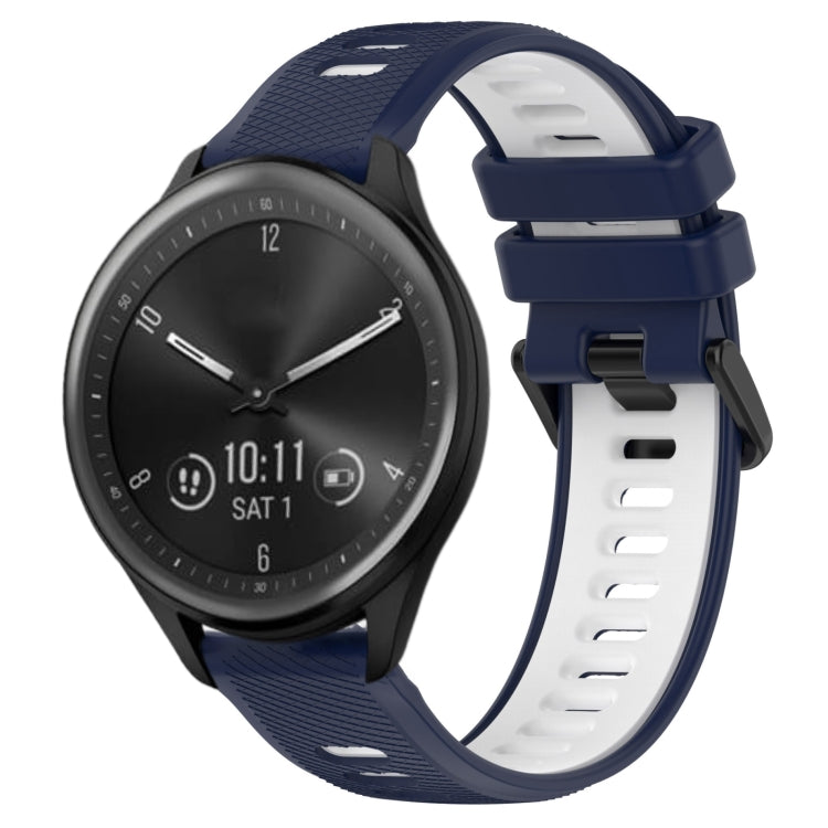 For Garmin Vivomove Sport 20mm Sports Two-Color Silicone Watch Band(Midnight Blue+White) -  by PMC TechLife | Online Shopping South Africa | PMC TechLife
