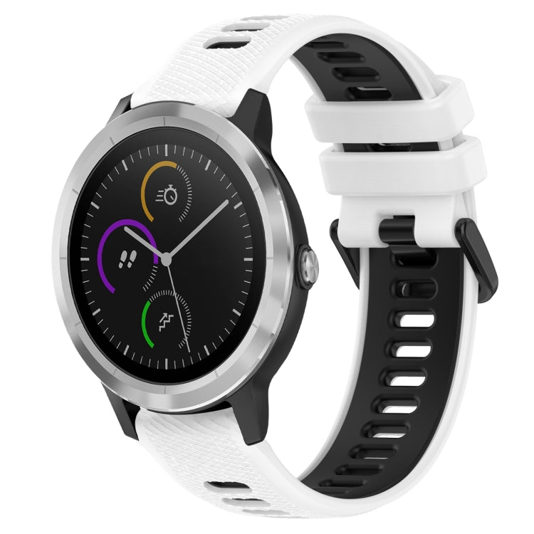 For Garmin Vivoactive3 20mm Sports Two-Color Silicone Watch Band(White+Black) - Smart Wear by PMC TechLife | Online Shopping South Africa | PMC TechLife