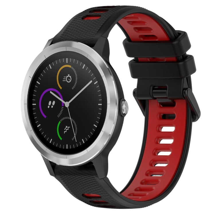 For Garmin Vivoactive3 20mm Sports Two-Color Silicone Watch Band(Black+Red) - Smart Wear by PMC TechLife | Online Shopping South Africa | PMC TechLife