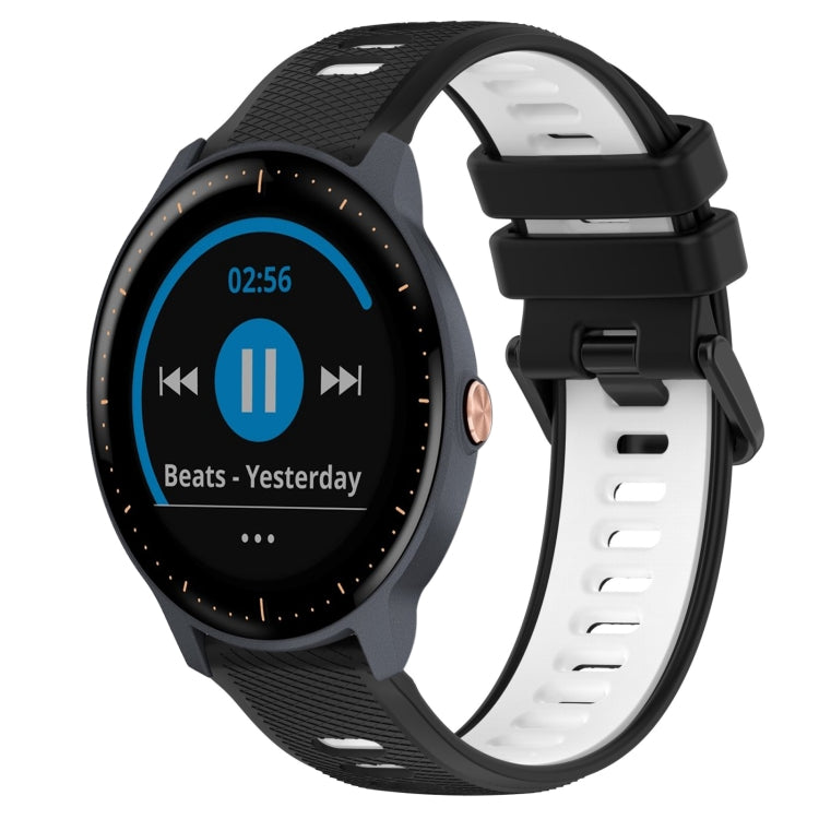 For Garmin Vivoactive3 Music 20mm Sports Two-Color Silicone Watch Band(Black+White) - Smart Wear by PMC TechLife | Online Shopping South Africa | PMC TechLife