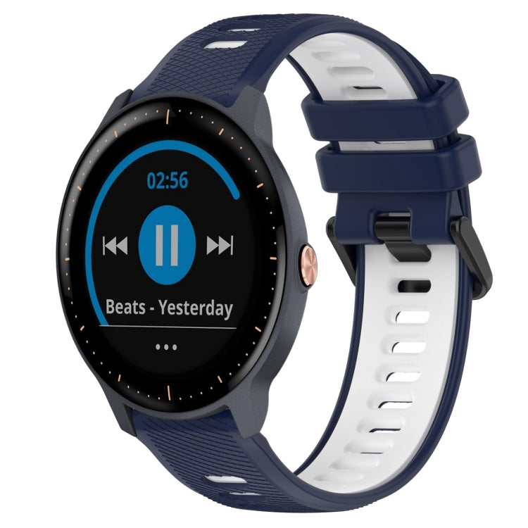 For Garmin Vivoactive3 Music 20mm Sports Two-Color Silicone Watch Band(Midnight Blue+White) -  by PMC TechLife | Online Shopping South Africa | PMC TechLife