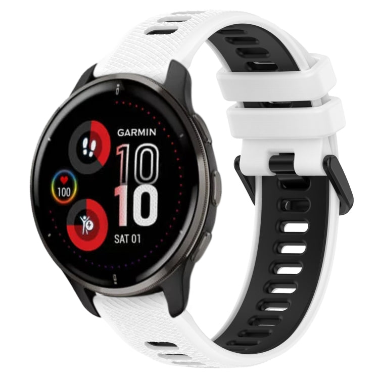 For Garmin Venu 2 Plus 20mm Sports Two-Color Silicone Watch Band(White+Black) - Smart Wear by PMC TechLife | Online Shopping South Africa | PMC TechLife