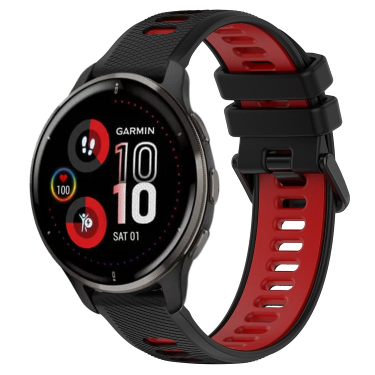 For Garmin Venu 2 Plus 20mm Sports Two-Color Silicone Watch Band(Black+Red) - Smart Wear by PMC TechLife | Online Shopping South Africa | PMC TechLife
