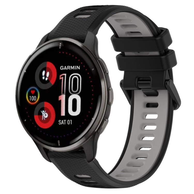 For Garmin Venu 2 Plus 20mm Sports Two-Color Silicone Watch Band(Black+Grey) - Smart Wear by PMC TechLife | Online Shopping South Africa | PMC TechLife