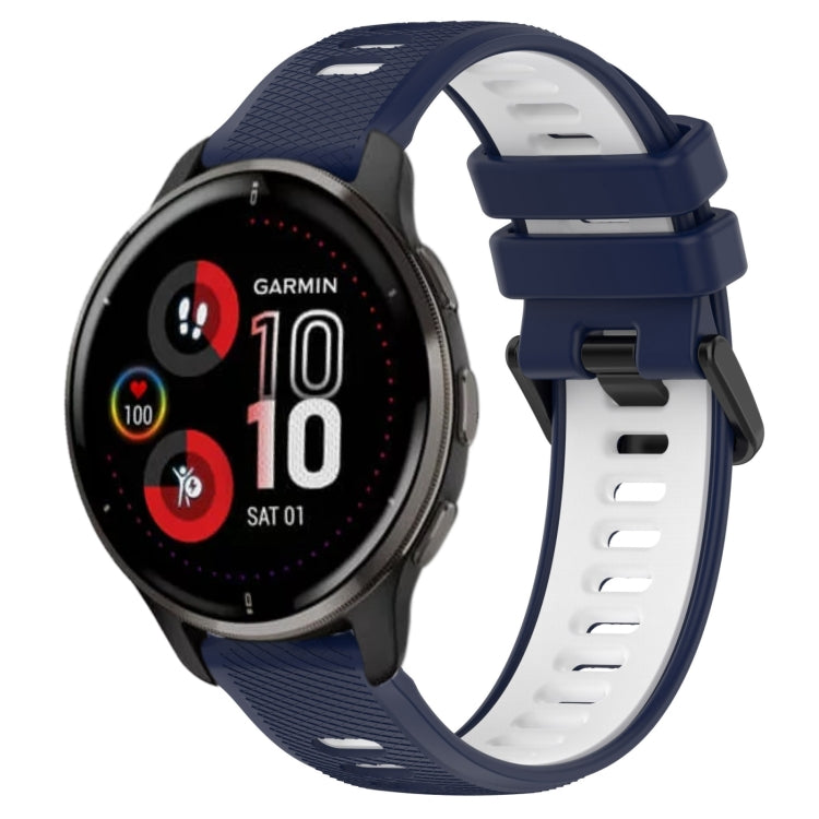 For Garmin Venu 2 Plus 20mm Sports Two-Color Silicone Watch Band(Midnight Blue+White) - Smart Wear by PMC TechLife | Online Shopping South Africa | PMC TechLife