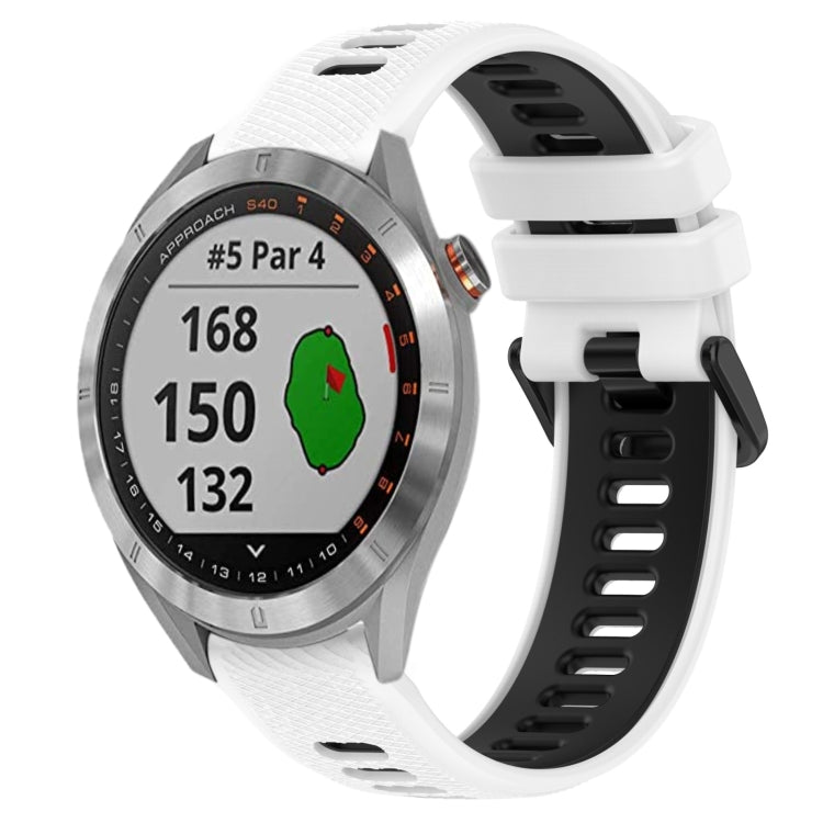 For Garmin Approach S40 20mm Sports Two-Color Silicone Watch Band(White+Black) -  by PMC TechLife | Online Shopping South Africa | PMC TechLife