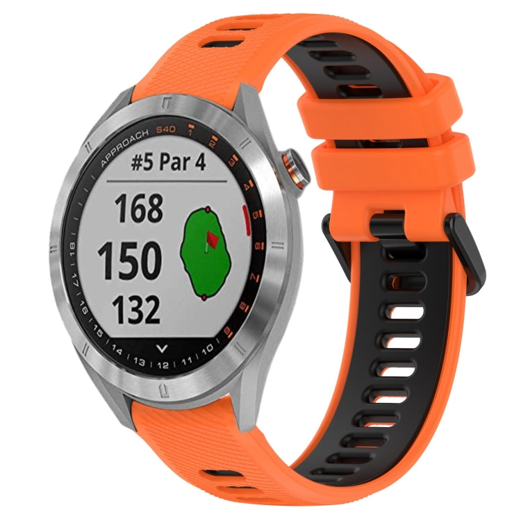 For Garmin Approach S40 20mm Sports Two-Color Silicone Watch Band(Orange+Black) -  by PMC TechLife | Online Shopping South Africa | PMC TechLife