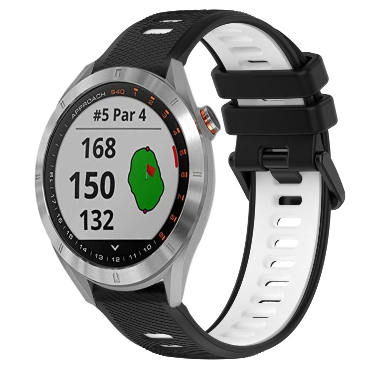 For Garmin Approach S40 20mm Sports Two-Color Silicone Watch Band(Black+White) - Smart Wear by PMC TechLife | Online Shopping South Africa | PMC TechLife