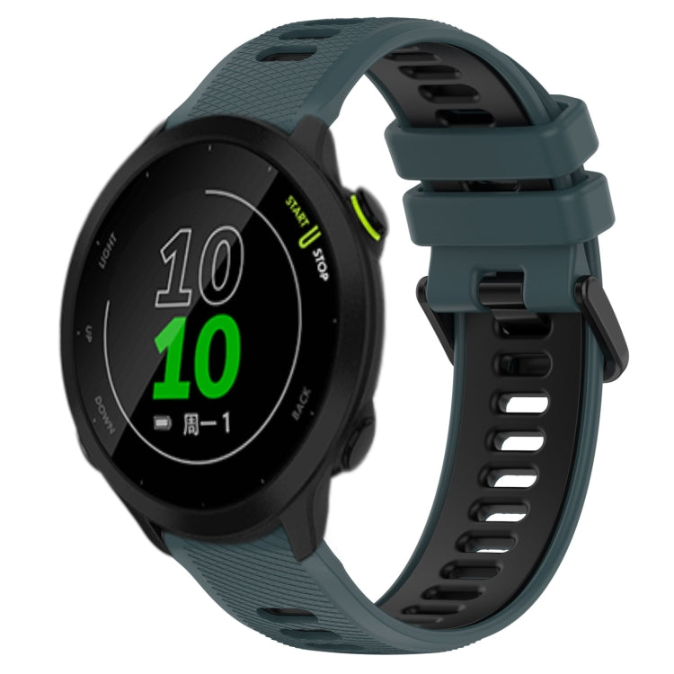 For Garmin Forerunner 158 20mm Sports Two-Color Silicone Watch Band(Olive Green+Black) - Smart Wear by PMC TechLife | Online Shopping South Africa | PMC TechLife