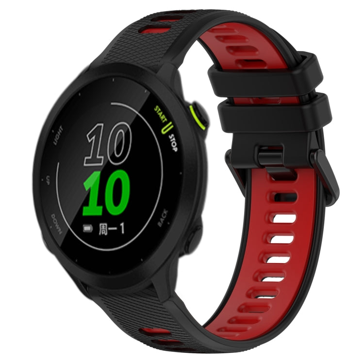 For Garmin Forerunner 158 20mm Sports Two-Color Silicone Watch Band(Black+Red) - Smart Wear by PMC TechLife | Online Shopping South Africa | PMC TechLife