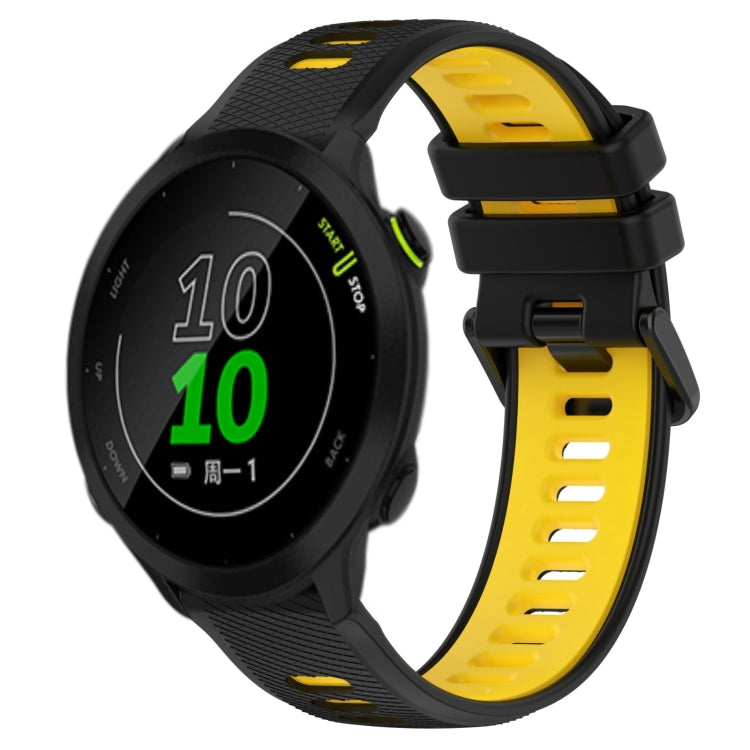 For Garmin Forerunner 158 20mm Sports Two-Color Silicone Watch Band(Black+Yellow) - Watch Bands by PMC TechLife | Online Shopping South Africa | PMC TechLife