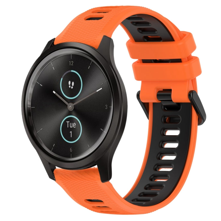 For Garmin VivoMove Style 20mm Sports Two-Color Silicone Watch Band(Orange+Black) - Smart Wear by PMC TechLife | Online Shopping South Africa | PMC TechLife