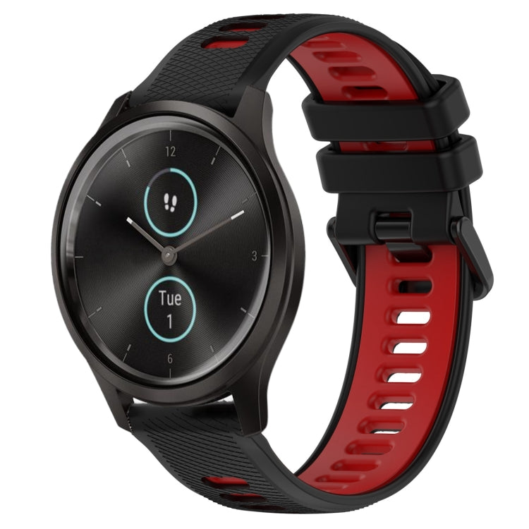 For Garmin VivoMove Style 20mm Sports Two-Color Silicone Watch Band(Black+Red) - Smart Wear by PMC TechLife | Online Shopping South Africa | PMC TechLife