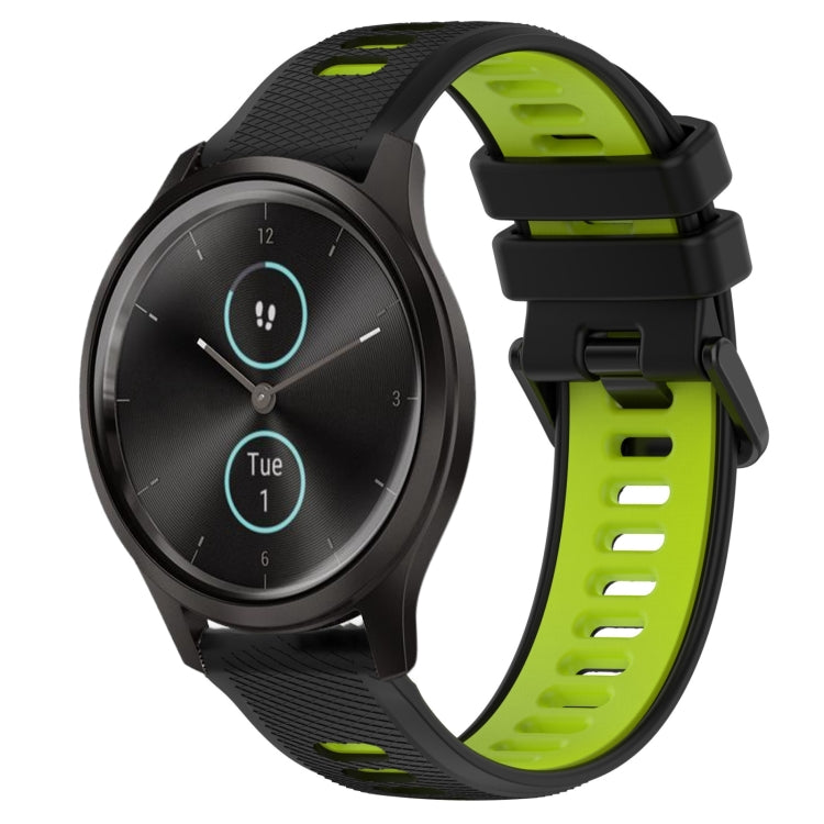 For Garmin VivoMove Style 20mm Sports Two-Color Silicone Watch Band(Black+Green) -  by PMC TechLife | Online Shopping South Africa | PMC TechLife