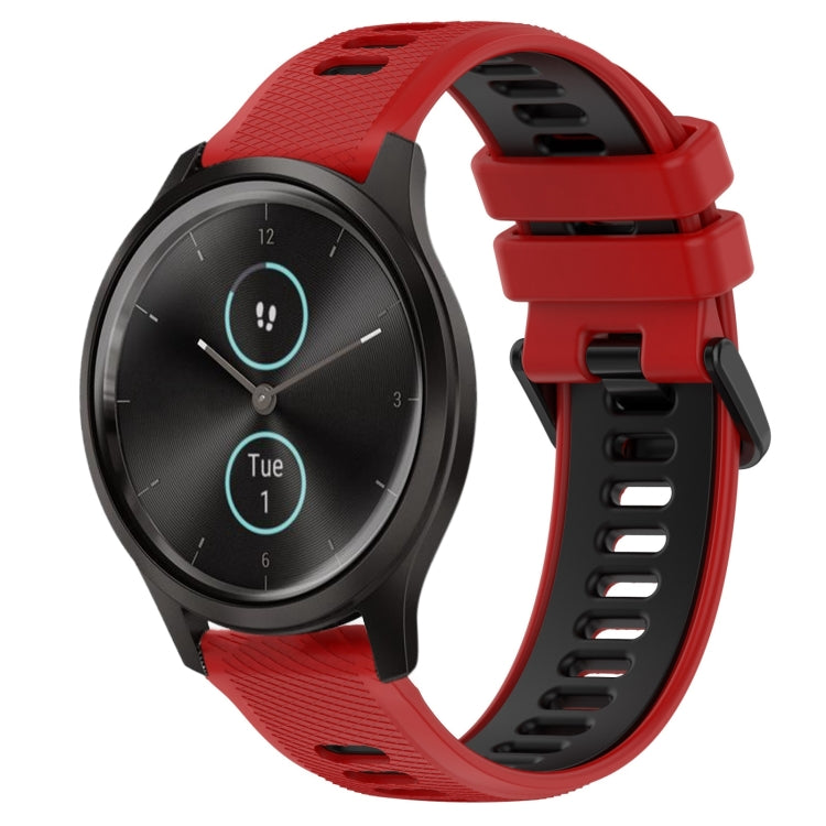 For Garmin VivoMove Style 20mm Sports Two-Color Silicone Watch Band(Red+Black) - Smart Wear by PMC TechLife | Online Shopping South Africa | PMC TechLife