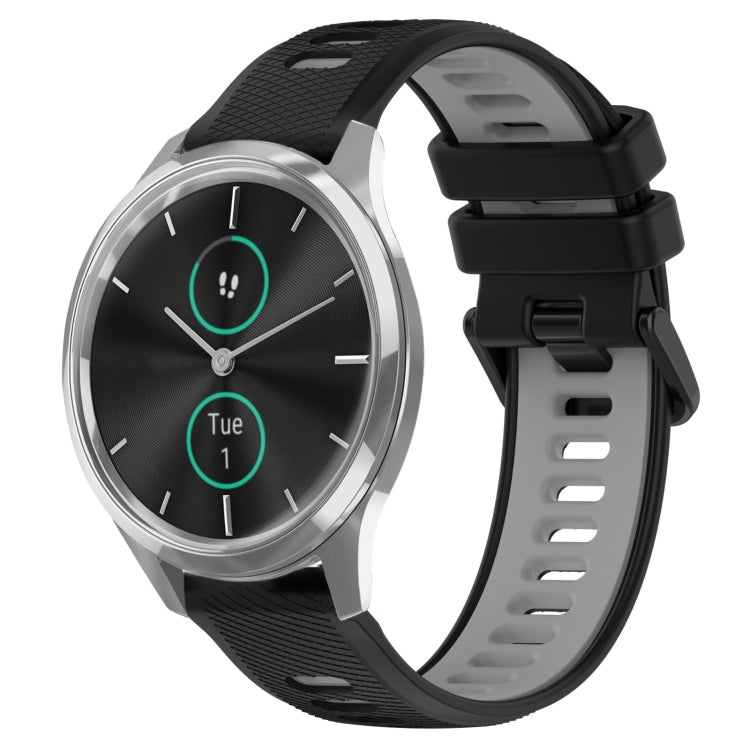 For Garmin VivoMove Luxe 20mm Sports Two-Color Silicone Watch Band(Black+Grey) - Smart Wear by PMC TechLife | Online Shopping South Africa | PMC TechLife