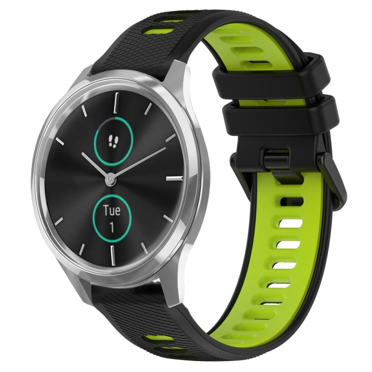 For Garmin VivoMove Luxe 20mm Sports Two-Color Silicone Watch Band(Black+Green) -  by PMC TechLife | Online Shopping South Africa | PMC TechLife