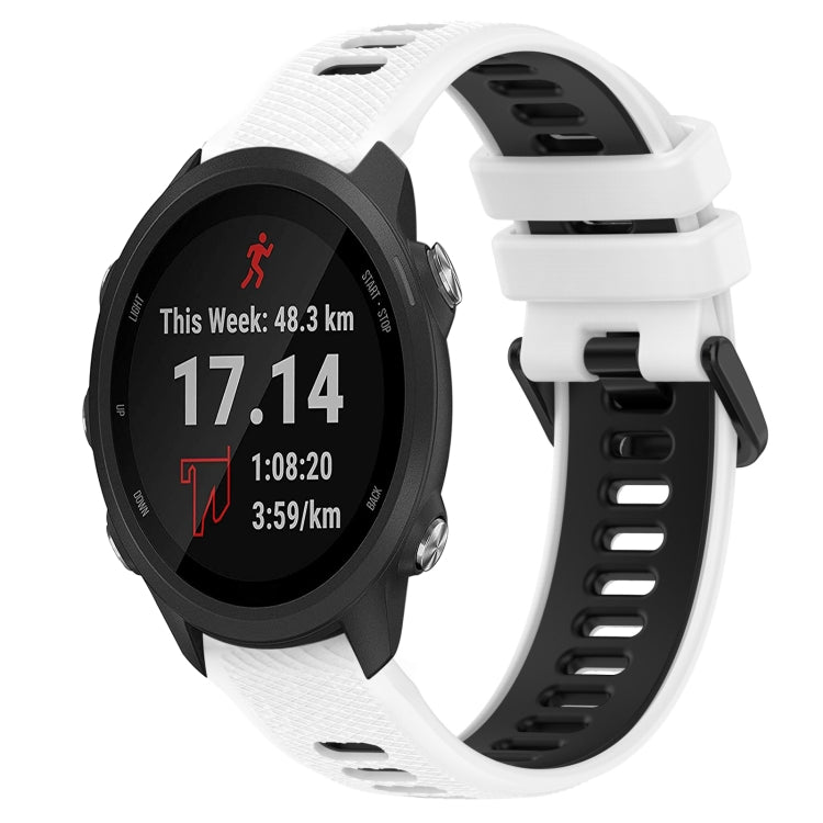 For Garmin Forerunner 245 20mm Sports Two-Color Silicone Watch Band(White+Black) - Smart Wear by PMC TechLife | Online Shopping South Africa | PMC TechLife